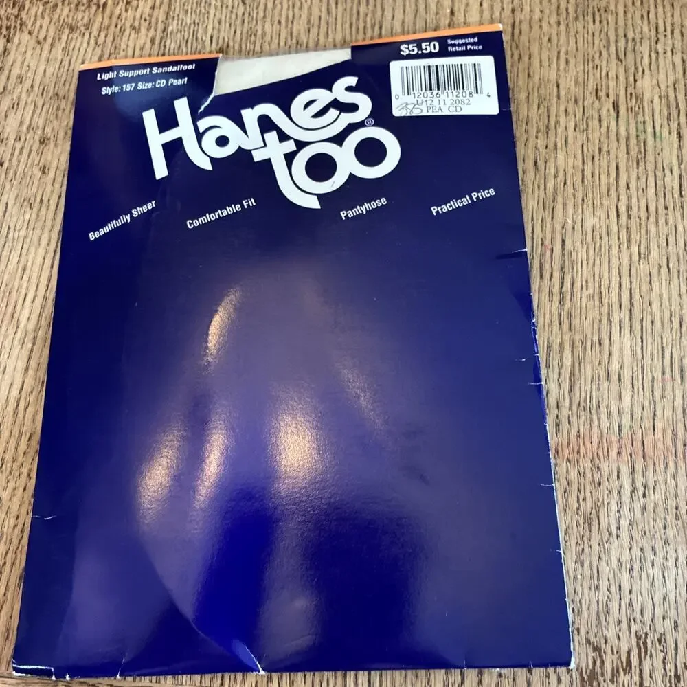 Hanes too Style 116 Pantyhose Sheer Sandalfoot Size CD Pearl Vintage